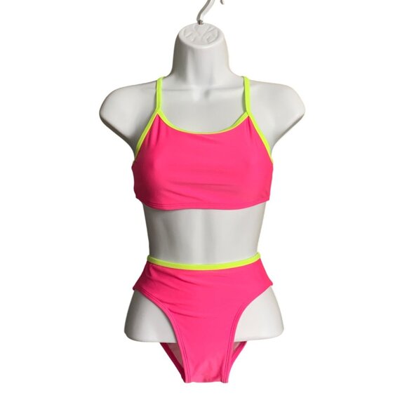 Cat & Jack Other - Cat & Jack Junior Girls Bikini Set Pink/Neon Green Two-Piece Swimwear Size XL
